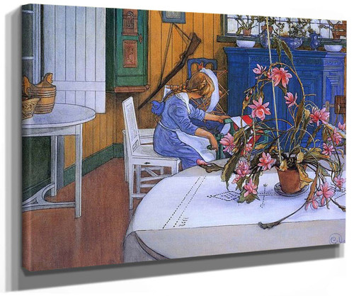 School Girl In An Interior By Carl Larssonv Art Reproduction.