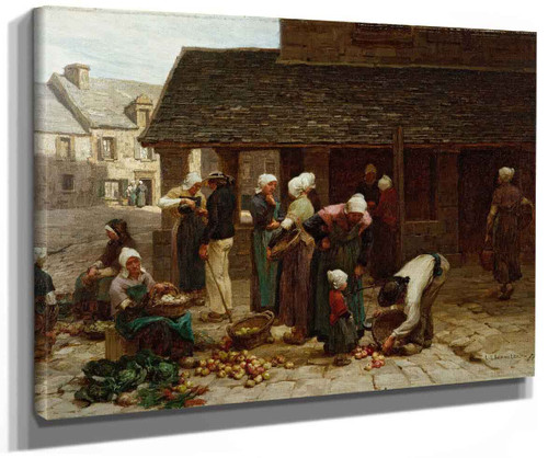 Market Place Of Ploudalmezeau Brittany By Leon Augustin Lhermitte