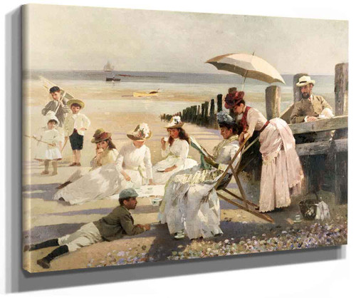 On The Shores Of Bognor Regis (Also Known As Portrait Group Of The Harford Couple And Their Children) By Alexander Mark Rossi