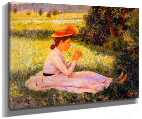Repose In The Meadow (Also Known As Girl In A Field) By Federico Zandomeneghi