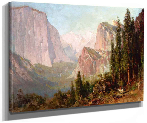 Scene Of Yosemite Bridalveil Fall By Thomas Hill