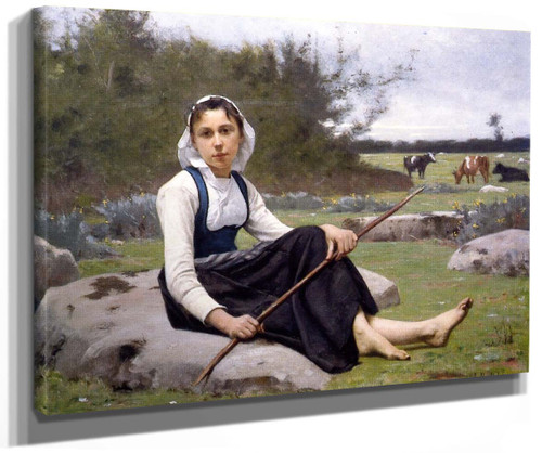 Shepherdess By Francois Alfred Delobbe