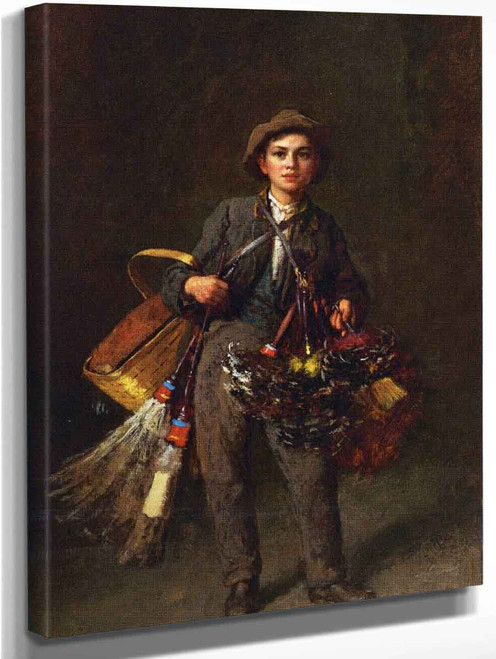 Feather Duster Boy By Eastman Johnson  By Eastman Johnson