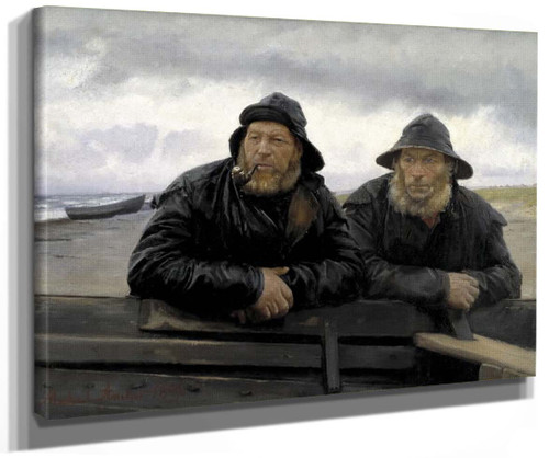 Two Fishermen Beside A Boat (Also Known As To Fiskere Ved En Båd) By Michael Peter Ancher