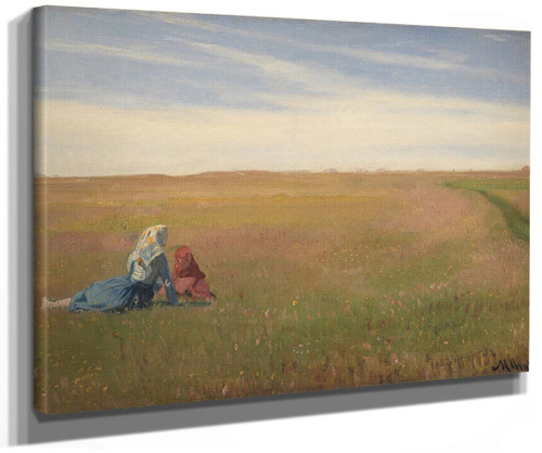 Two Girls On A Field. Summer Day By Michael Peter Ancher