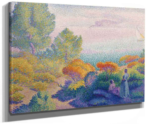 Two Women By The Mediterrean Shore By Henri Edmond Cross