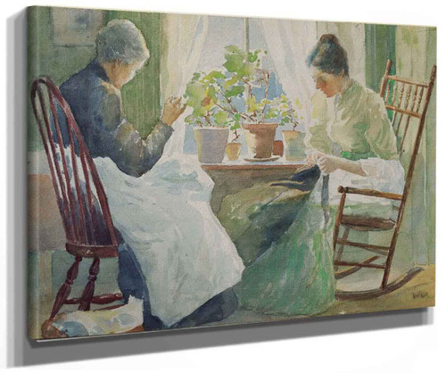 Two Women Sewing By Julian Alden Weir