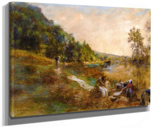 Washerwomen On The Marne Morning By Leon Augustin Lhermitte