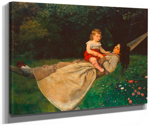 Woman With Child In Hammock. By Hans Thoma Woman With Child In Hammock. By Hans Thoma