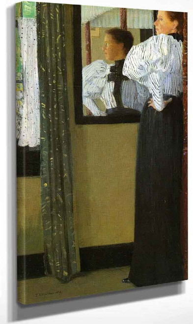 Face Reflected In A Mirror By Julian Alden Weir