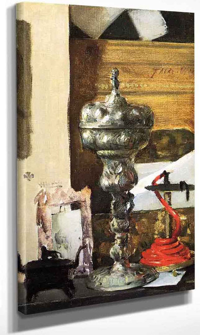 Silver Chalice Japanese Bronze And Red Tapir By Julian Alden Weir