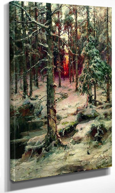 Winter In The Pine Forest By Julius Klever