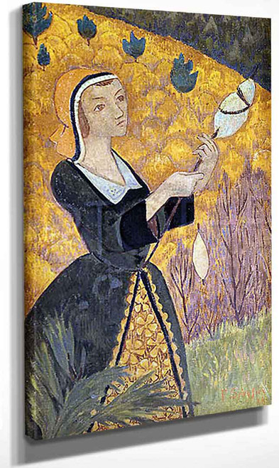 Young Girl With Oak Leaves (Also Known As La Fileuse Jaune) By Paul Serusier