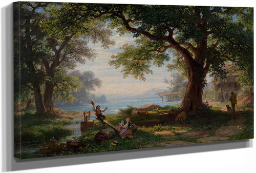 Auf Der Wippe Am Sempachersee by Robert Zünd Auf Der Wippe Am Sempachersee by Robert Zünd