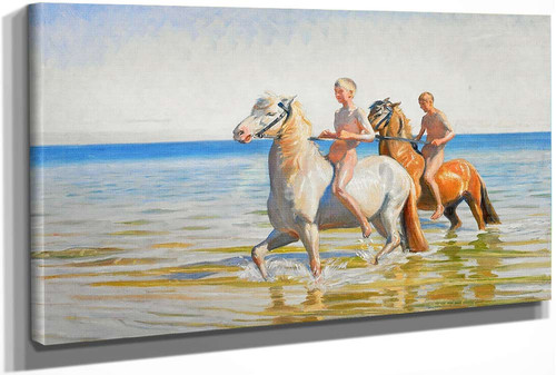 Boyrs Ride Horses To Water Skagen 1900 (Also Known As Drenge Ride Heste Til Vands. Skagen 1900) by Michael Peter Ancher