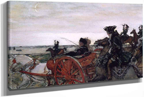 Catherine Ii Setting Out To Hunt With Falcons by Valentin Serov