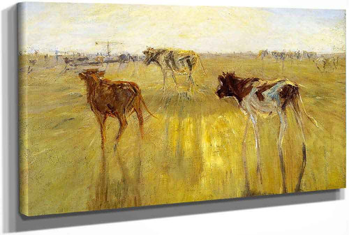Cattle Seen Against The Sun On The Island Of Saltholm. A Color Study by Theodor Philipsen