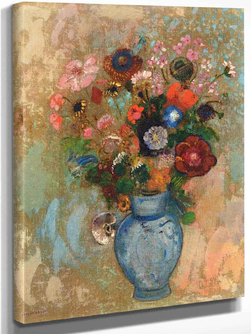 Flowers In A Blue Vase1 By Odilon Redon