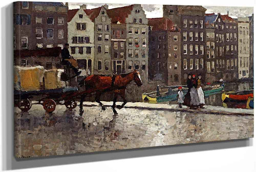 Damrak Wagon On The Nieuwe Brug With The Damrak Beyond Amsterdam by George Hendrik Breitner
