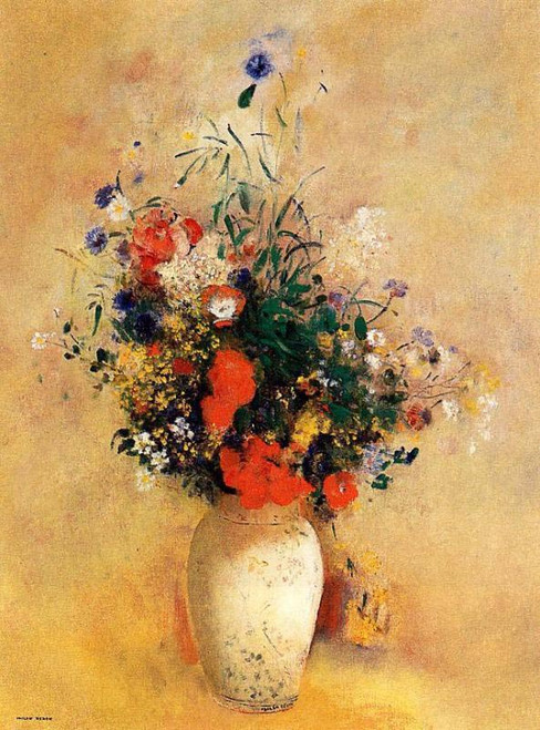 Flowers In A Chinese Vase By Odilon Redon