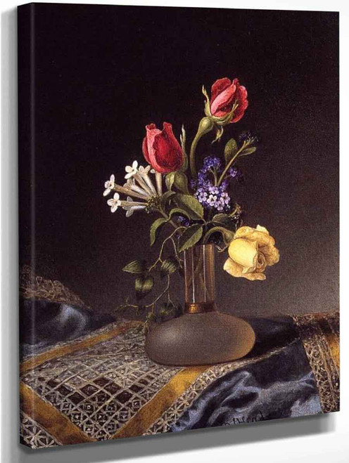 Flowers In A Frosted Vase By Martin Johnson Heade