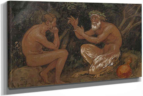 Faun And Youth 1 by Hans Thoma Faun And Youth 1 by Hans Thoma