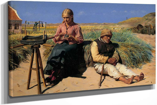 Figures In A Landscape (Also Known As Blind Kritian And Tine Among The Dunes) by Michael Peter Ancher