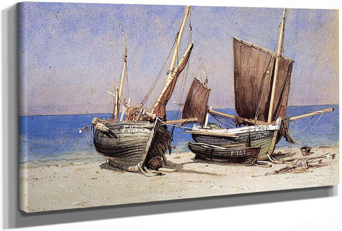 Fishing Boats Etretat by Samuel Colman