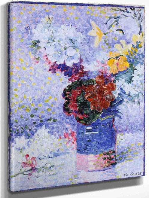 Flowers In A Glass By Henri Edmond Cross By Henri Edmond Cross