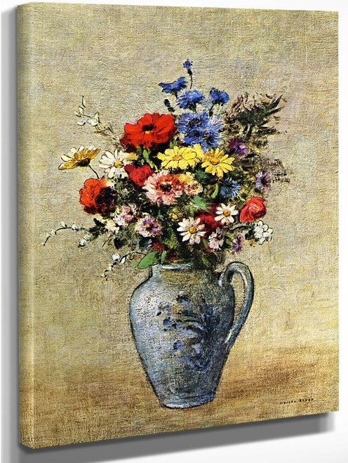 Flowers In A Vase With One Handle By Odilon Redon