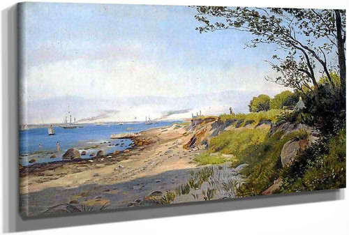 Julebæk Near Helsingør With View Of Øresund And Kronborg Castle by Theodor Philipsen