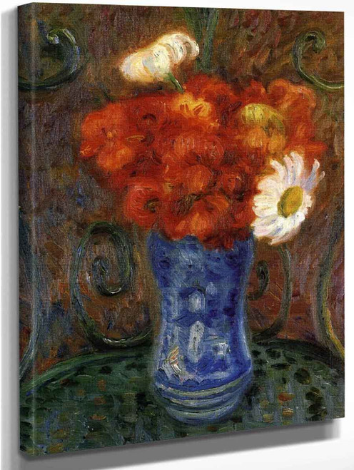 Flowers On A Garden Chair By William James Glackens  By William James Glackens