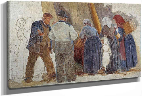 Morning At Hornbæk Men And Women Bargaining (Study) by Peder Severin Kroyer
