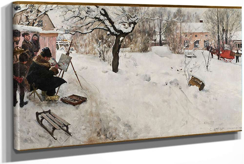 Open Air Painter. Winter Motif From Åsögatan by Carl Larssonv