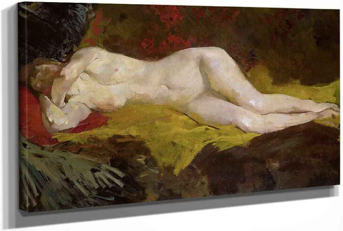 Reclining Nude (Also Known As Anne Lying Naked On A Yellow Cloth) by George Hendrik Breitner