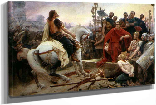 Vercingetorix Throws Down His Arms At The Feet Of Julius Caesar (Also Known As Vercingetorix Jette Ses Armes Aux Pieds De Jules Cesar) by Lionel Noel Royer