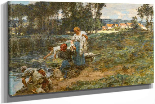 Washing Clothes At Mezy by Leon Augustin Lhermitte