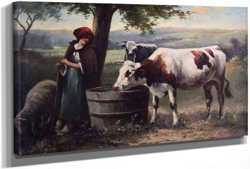 Young Maiden With Cows by Julien Dupre