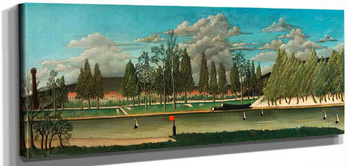 View Of The Quai D Asnieres (Also Known As The Canal And Landscape With Tree Trunks) By Henri Rousseau