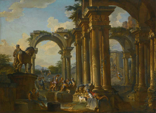 Architectural Capriccio With Figures by Giovanni Paolo Panini