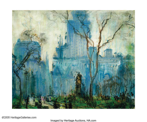 Blue City In The Fallautumn Scene (Double Sided) by Arthur Clifton Goodwin