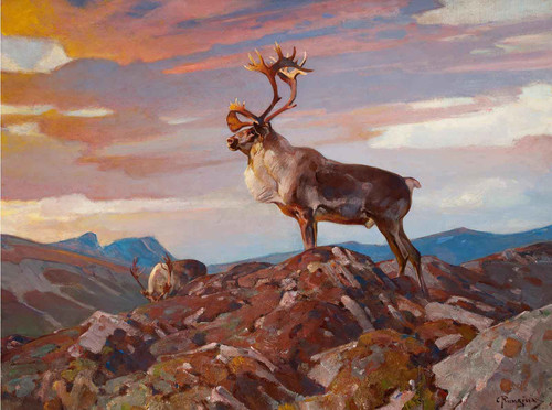 Caribou On The Tundra 1938 by Carl Clemens Moritz Rungius