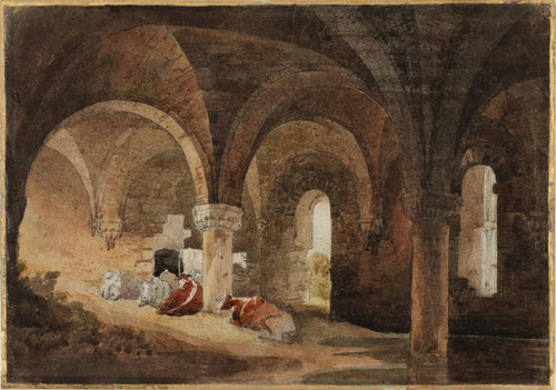 Crypt Of Kirkstall Abbey (After Jmw Turner) Verso Classical Landscape (After Poussin) by David Cox