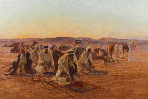 Evening Prayers In The Desert by Otto Pilny