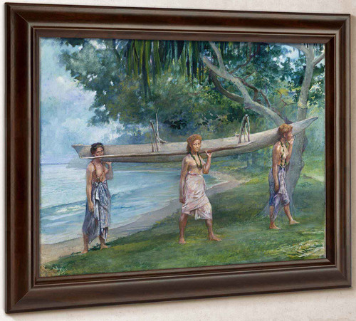 Girls Carrying A Canoe Vaiala In Samoa by John La Farge