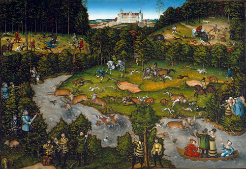 Hunting Near Hartenfels Castle (Torgau In Saxony) by Lucas Cranach The Elder