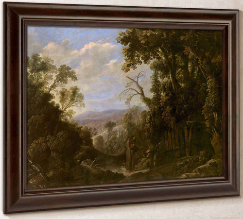 Landscape With Hermit Bound In Chains by Nicholas Poussin