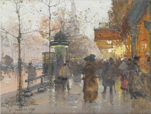 Les Grands Boulevards Le Jour De Lan by Eugene Galien Laloue