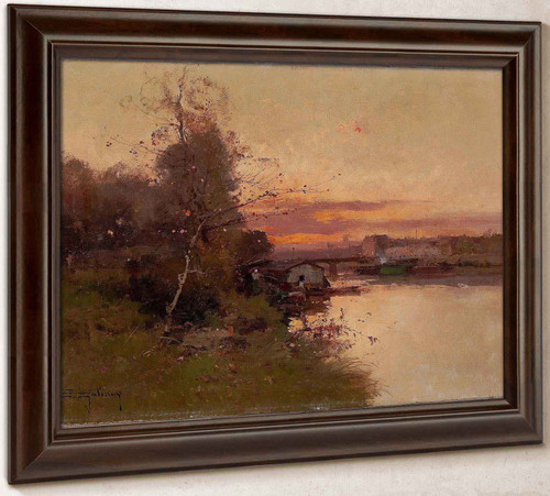 River At Sunset by Eugene Galien Laloue