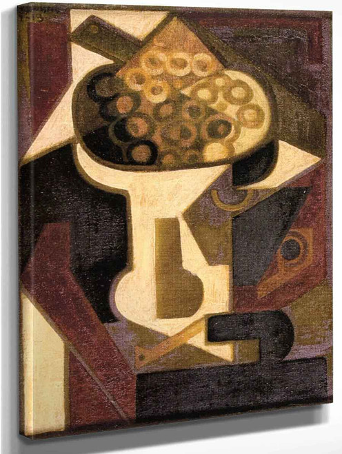 Fruit Dish With Grapes And Pipe On A Table By Juan Gris